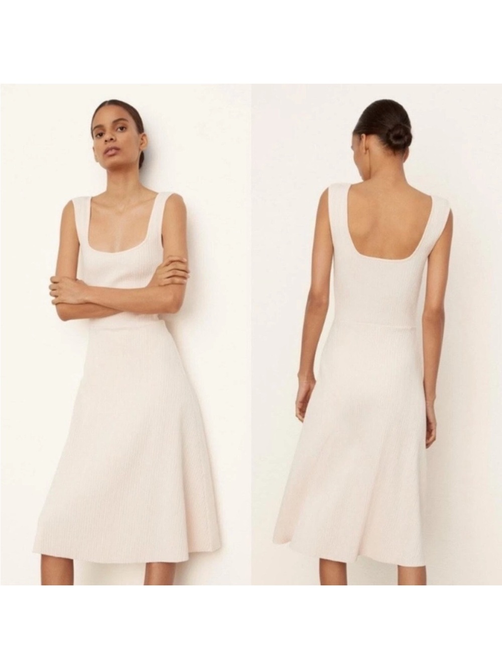 Vince Sleeveless Scoop Neck Knit Midi Dress - Pink Blush